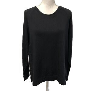 Lou & Grey Sweatshirt Womens Large Black Crew Neck Oversized Classic Comfort